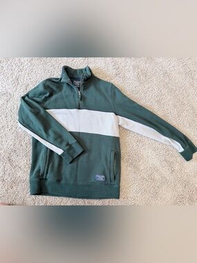 Abercrombie & Fitch Green and Grey Quarter Zip Pullover